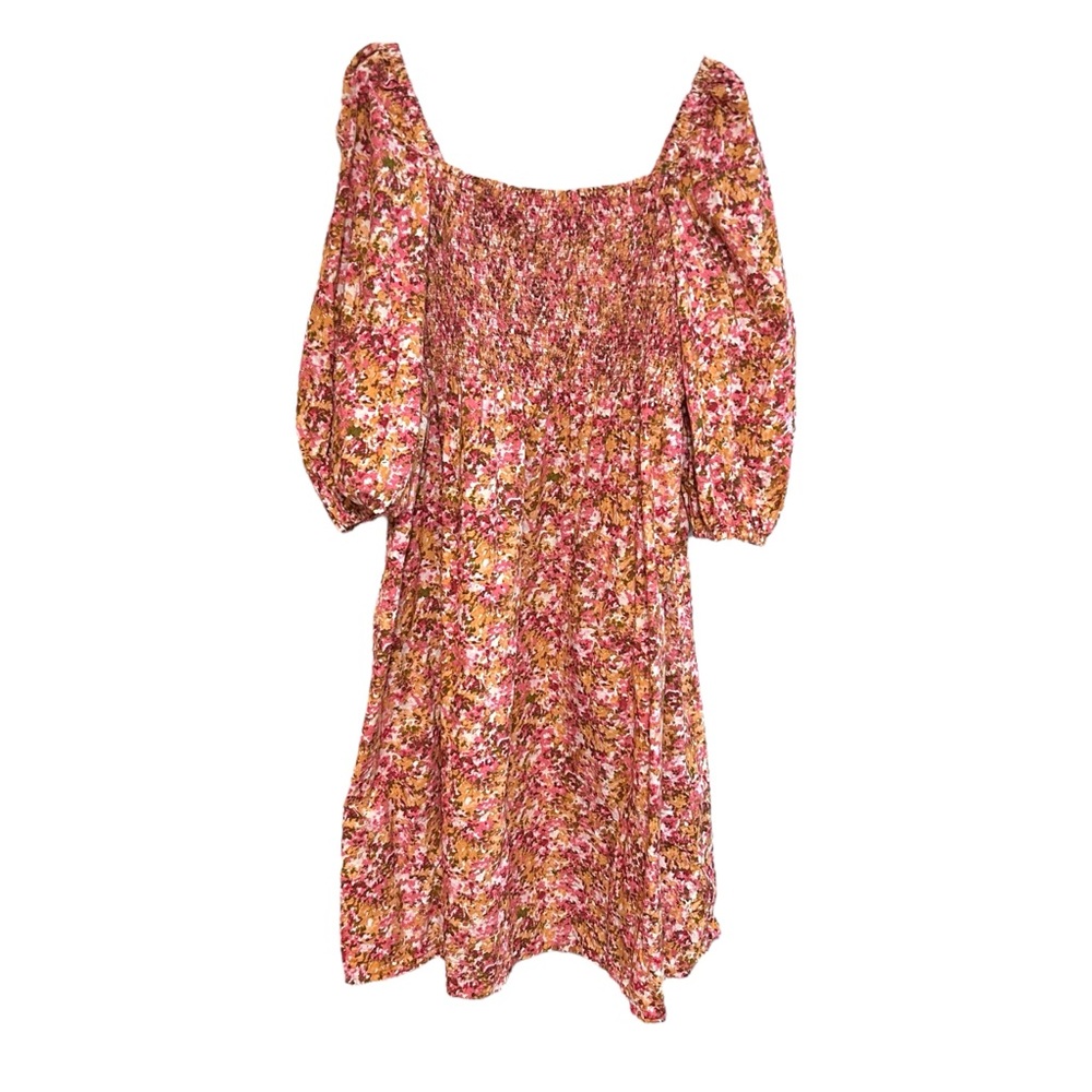 J.Crew 2X Smocked puff-sleeve midi dress faded floral cottage‎ core preppy fem - Picture 5 of 17
